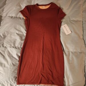 Athleta Rust Short-Sleeve Midi Dress
